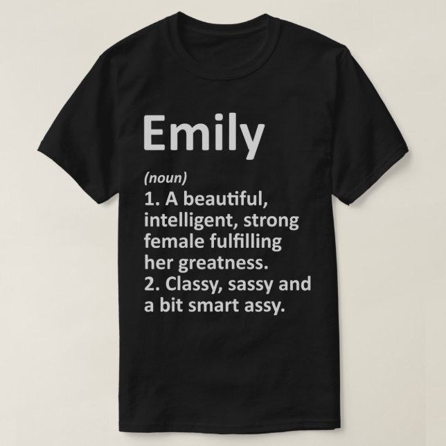 T-shirt EMILY Définition Nom personnalisé Drôle Noël (Design devant)