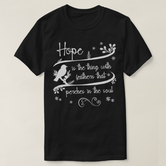 T-shirt Emily Dickinson Hope est la chose avec Feathers Bi (Design devant)
