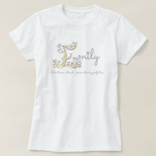 T-shirt Emily Girls nom signifiant Coeurs E monogram