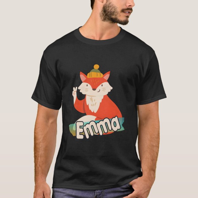 T-shirt Emma - Adorable Nom De Fille Avec Renard Cool (Devant)