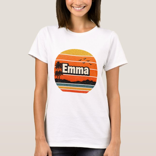 T-shirt Emma Retro Sunset Nom Personnalisé (Devant)