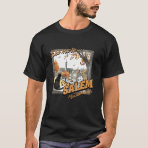 T-shirt Emmène-Moi À Salem Massachusetts Black Cat Witch H