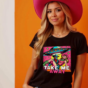 T-shirt Emmenez-moi hors Pop Art Alien & Cowgirl