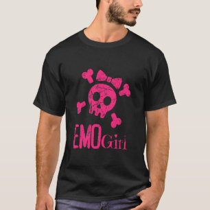 T-shirt Emo Girl Crâne rose avec Cravate Bow Emo Goth Emot