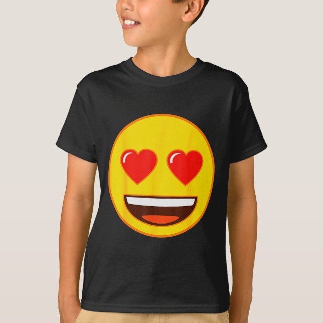 T-shirt Emoji Heart Eyes Yellow Smile Face  (Devant)