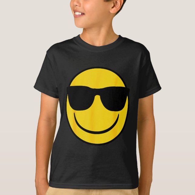T-shirt Emoji Retro Sungles Yellow Smile Face  (Devant)