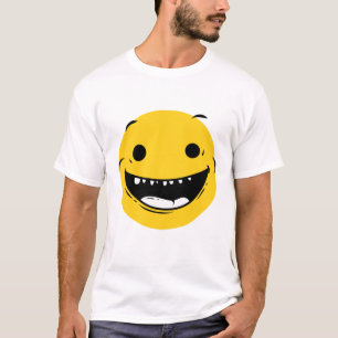 T-shirt Emoji souriant Simple moderne Art blanc tendance