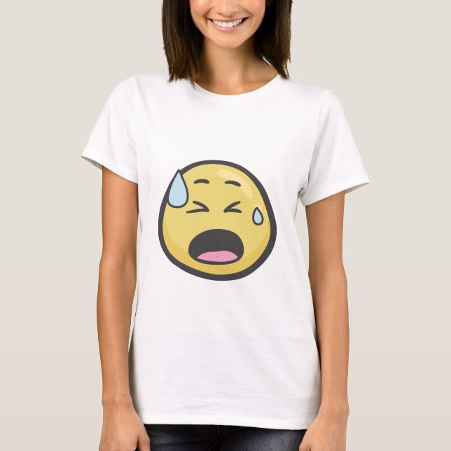 T-shirt Emoji : Visage avec la sueur froide (Devant)