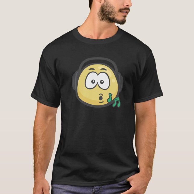 T-shirt Emoji : Visage de musique (Devant)