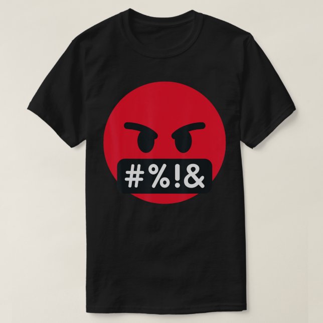 T-shirt Emoticon visage sérieux avec symboles couvrant la  (Design devant)