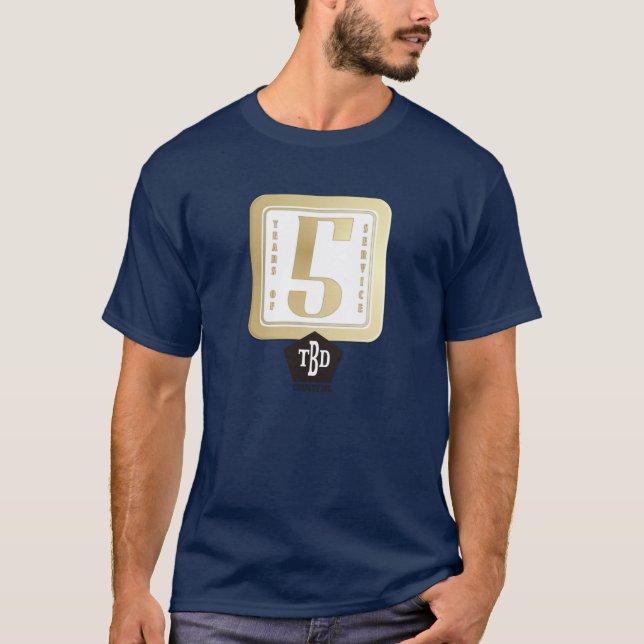 T-shirt Employé d'or de Faux 5 ans de récompense de (Devant)