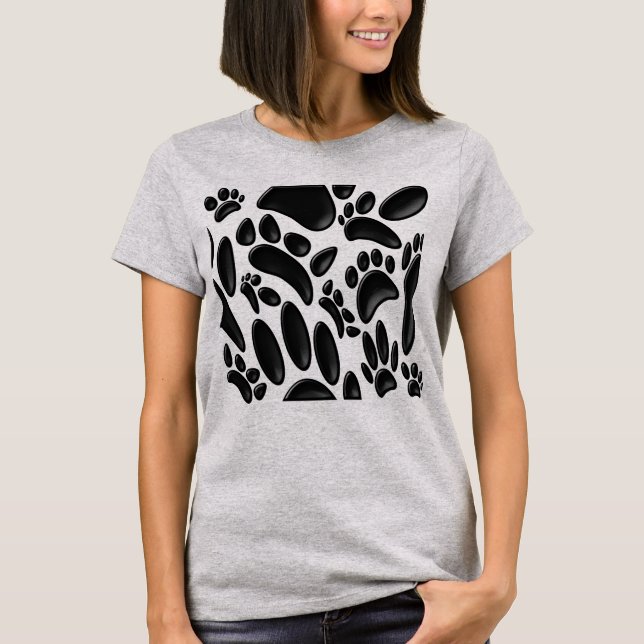 T-shirt Empreinte Abstraite de chien Faux Glossy 3D (Devant)