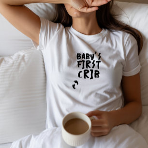 T-shirt Empreinte de bébé de grossesse humoristique noire