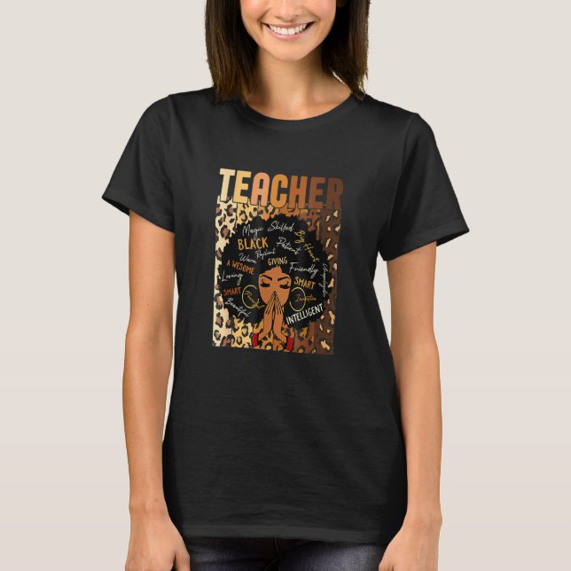 T-shirt Empreinte de léopard Black Smart Enseignant Afro L (Devant)