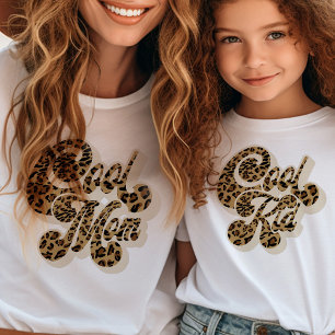 T-shirt Empreinte de léopard Cool Maman Matching Maman Mat