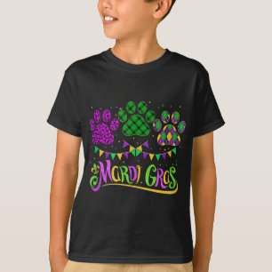 T-shirt Empreinte de léopard Et Buffalo Plaid Chien Paw Ma