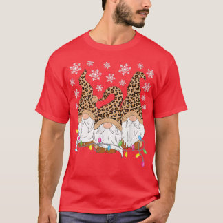T-shirt Empreinte de léopard Gnomes Xmas drôle Noël Gnome
