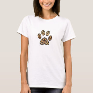 T-shirt Empreinte de patte avec éclat de léopard doré et n