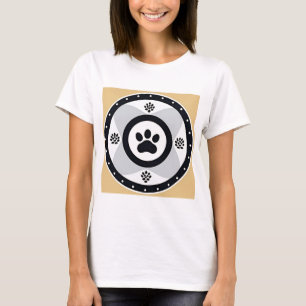 T-shirt Empreinte de Patte avec Éléments Décoratifs