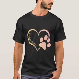 T-shirt Empreinte de patte Chien Rose Jaune Imprime Sur Mo