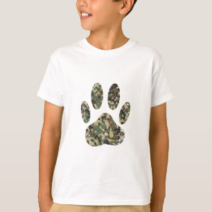 T-shirt Empreinte de patte de chien Camo en détresse