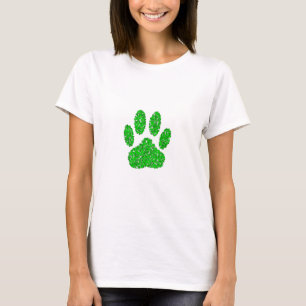 T-shirt Empreinte de patte de chien de feuillage vert
