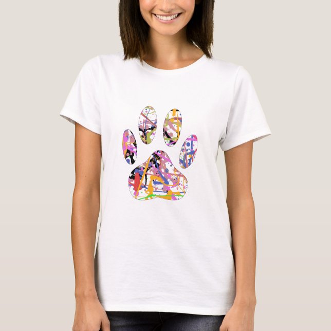 T-shirt Empreinte de patte de chien de peinture (Devant)