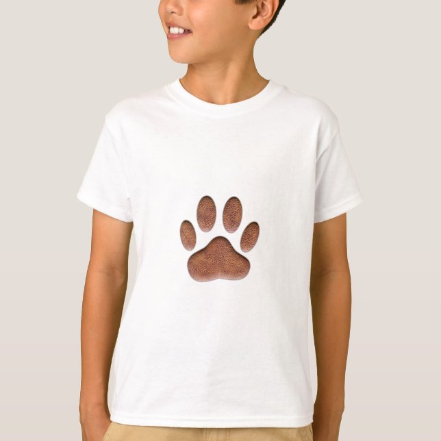 T-shirt Empreinte de patte de chien de Texture en cuir (Devant)