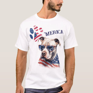 T-shirt Empreinte de patte du drapeau américain patriotiqu