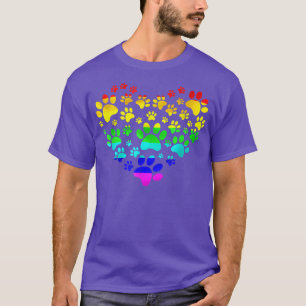T-shirt Empreinte de patte Heartbeat Rainbow Inspiré Chien