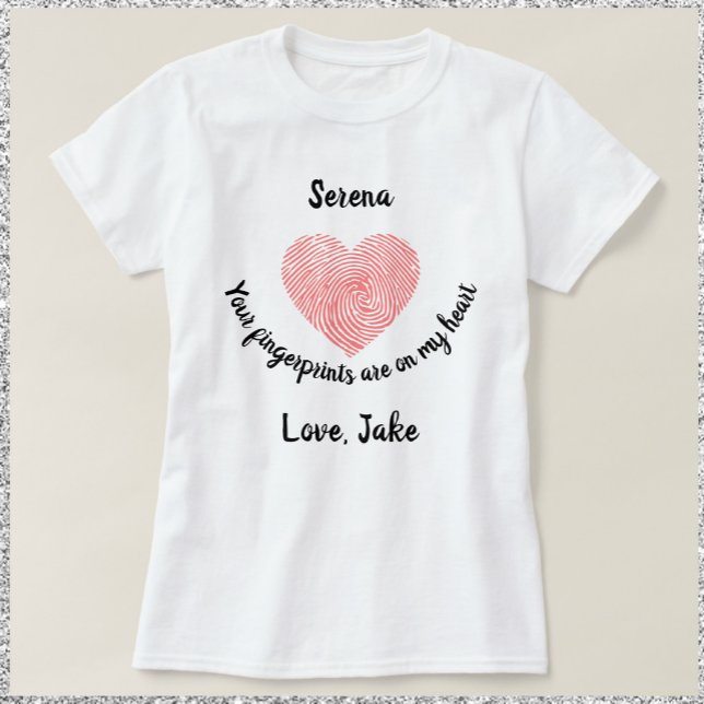 T-shirt Empreinte digitale du coeur romantique (Créateur téléchargé)