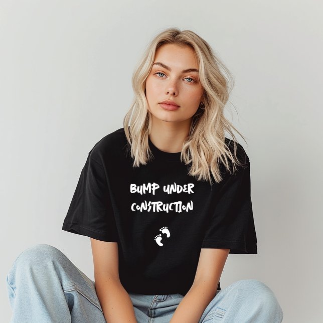 T-shirt Empreinte humoristique de grossesse noir blanc (Créateur téléchargé)