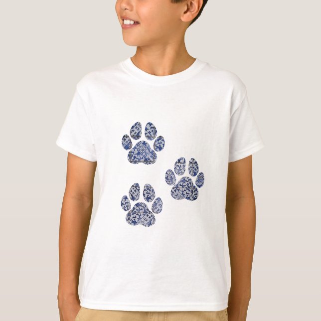 T-shirt Empreintes de pattes de chiens - Carreaux portugai (Devant)