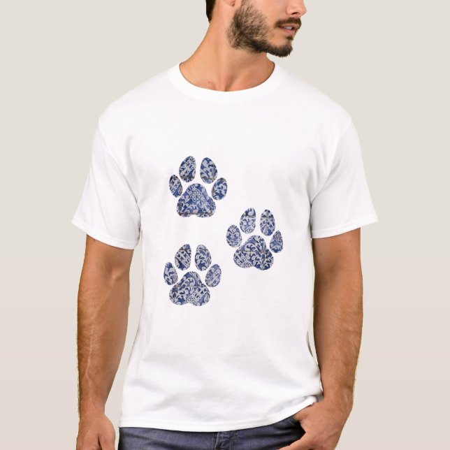 T-shirt Empreintes de pattes de chiens - Carreaux portugai (Devant)