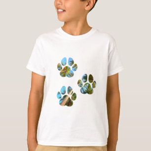 T-shirt Empreintes de pattes de chiens - Palmiers tropicau