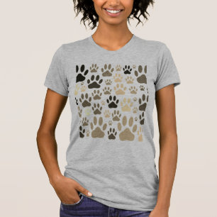 T-shirt Empreintes de pattes de chiens Sepia partout sur T