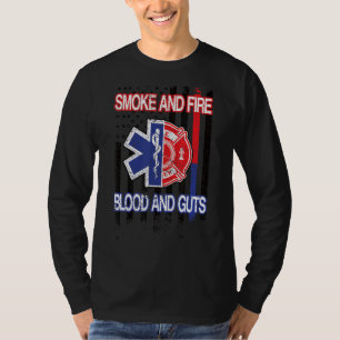 T-shirt Emt Firefighter Us Drapeau Firefighter Emt