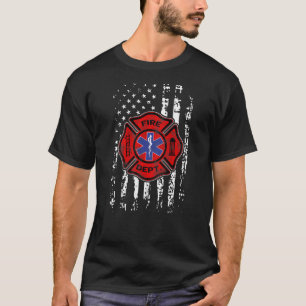 T-shirt EMT Pompier pompier EMS USA Drapeau cadeau retour 