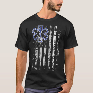 T-shirt Emt Shirt Ems Paramedic Thin White Line Deux Côtés