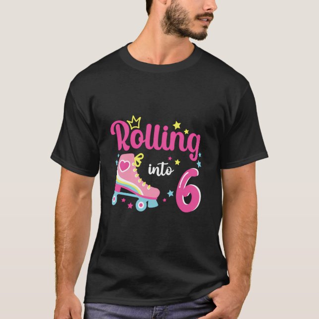 T-shirt En 6 Ans Je Tourne 6 Roller Skate Bi (Devant)