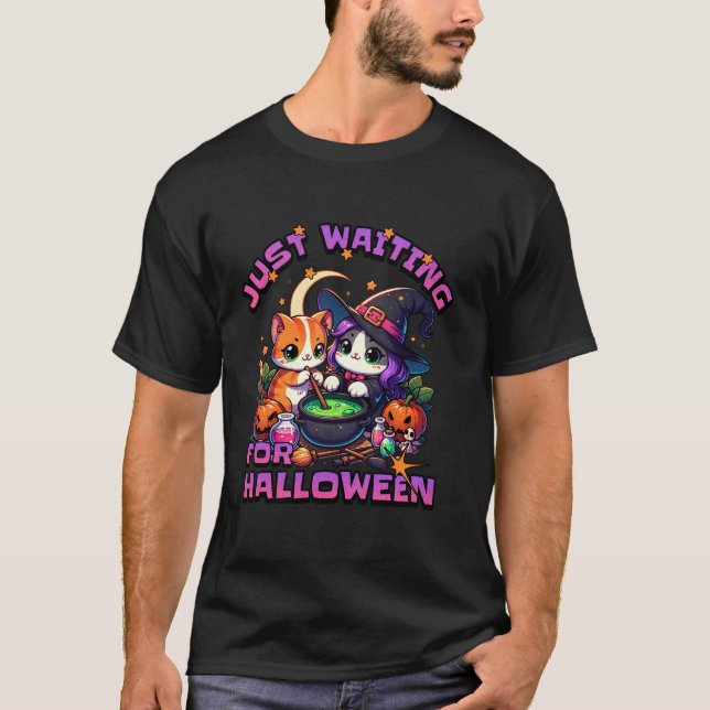 T-shirt En attente d'Halloween Cat T Shirt (Devant)