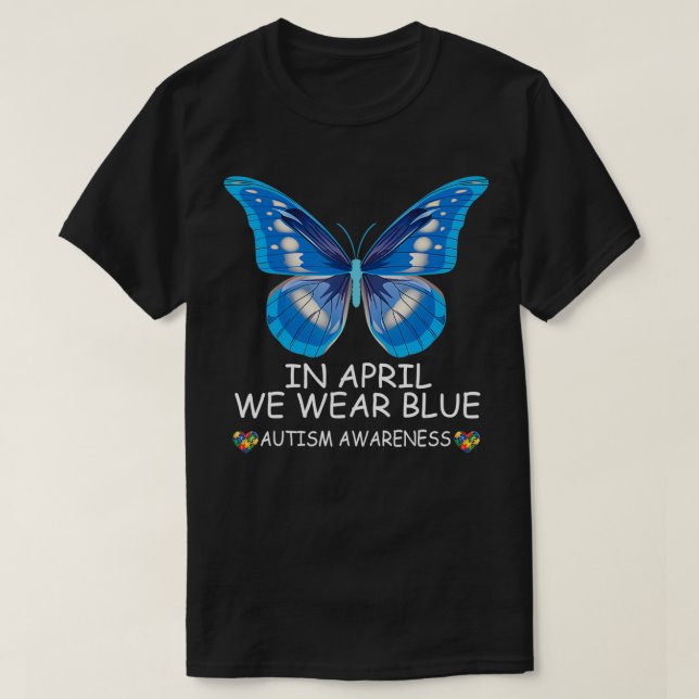 T-shirt En Avril Nous Portons Bleu Papillon Sensibilisatio (Design devant)