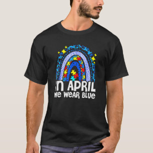 T-shirt En Avril Nous Portons Bleu Puzzle Rainbow Amour Au