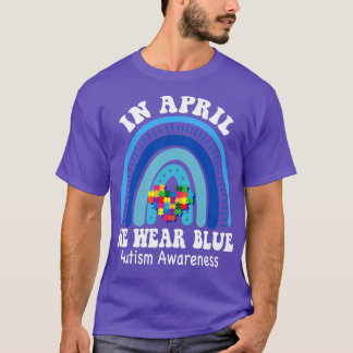 T-shirt En Avril Nous Portons Bleu Sensibilisation sur l'a