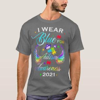 T-shirt En Avril Nous Portons Blue Rainbow Puzzle Autism A