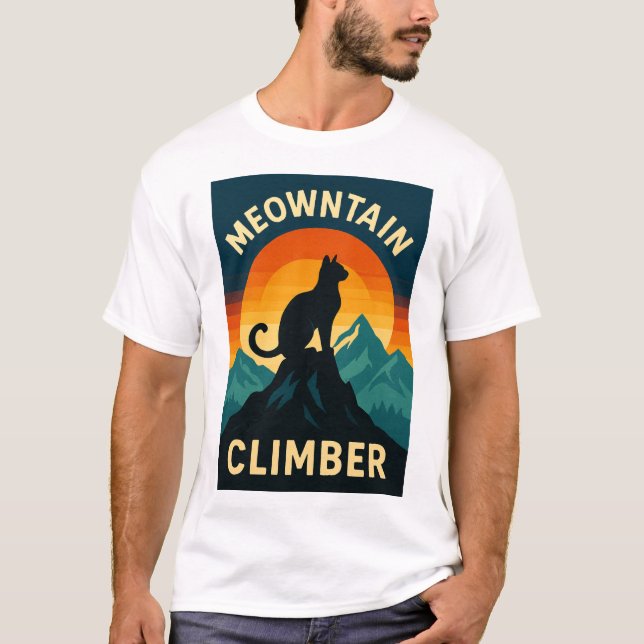 T-Shirt en Chat d'escalade - Aventure Rétro (Devant)