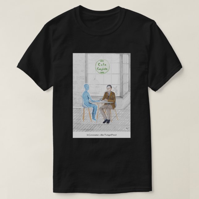 T-shirt En conversation Alan Turing et son ami (Design devant)