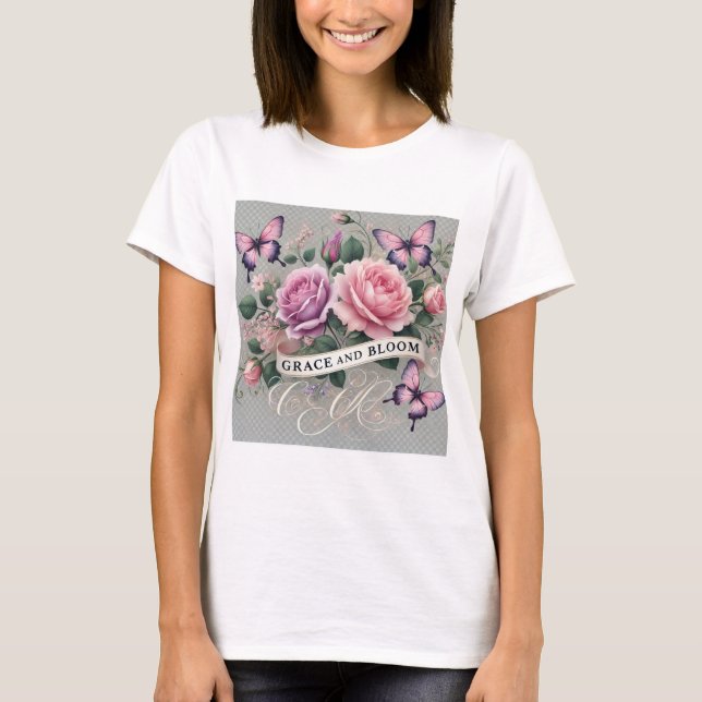 T-shirt en fleurs gracieuses (Devant)