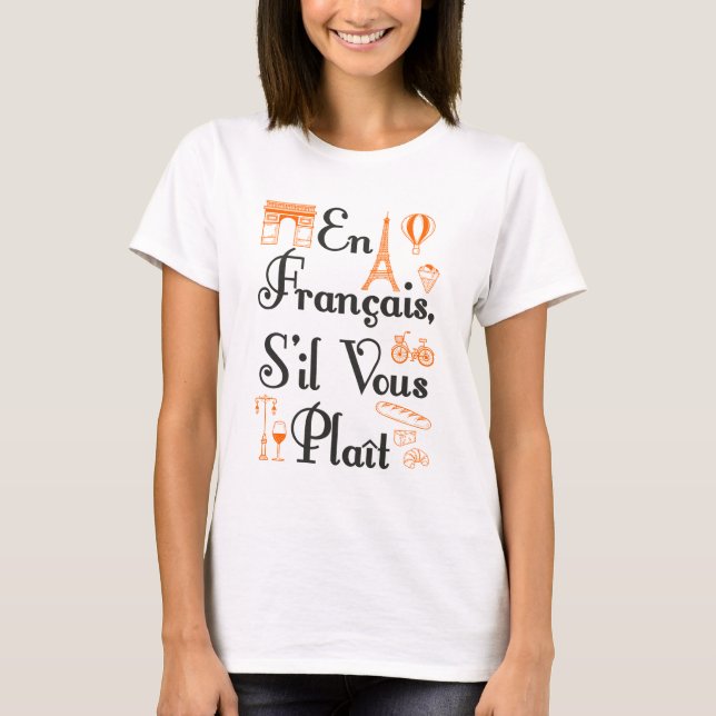 T-shirt En Francais S'il Vous Plait Enseignant Français (Devant)