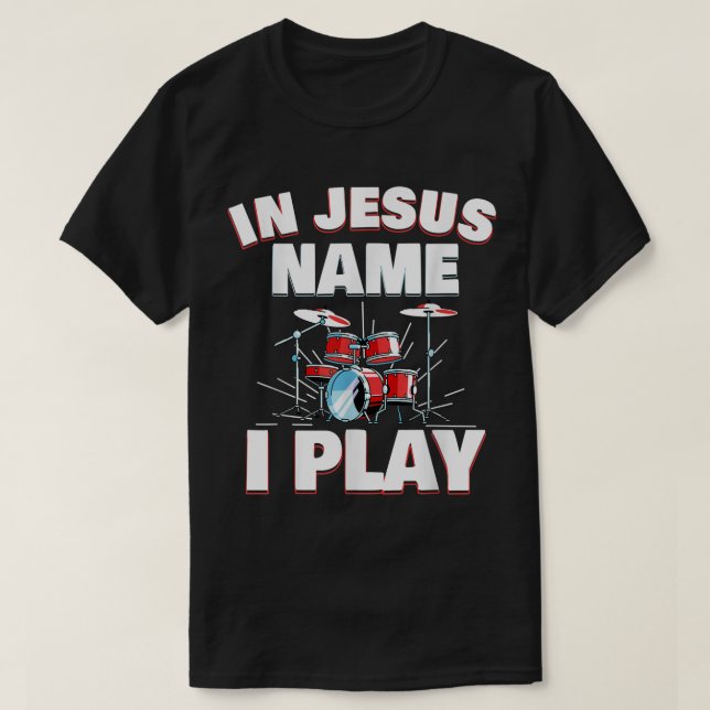 T-shirt En Jésus Nom Je Joue À Christian Church Musiques T (Design devant)